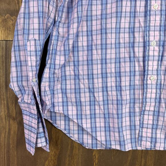 Ralph Lauren Mens Shirt Pink Blue Plaid Philip 100% Cotton Long Sleeve 16-34 - Picture 3 of 13